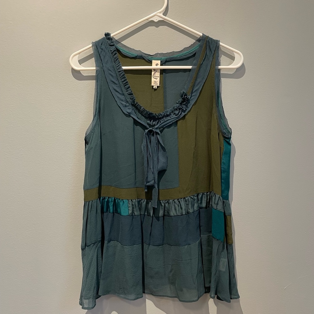 Anthropologie Floreat Silk Patchwork Blouse